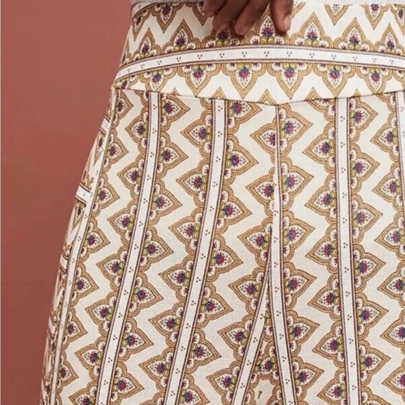 FARM Rio Cream and Brown Geometric Wide Leg Pants GEO print - Picture 13 of 16